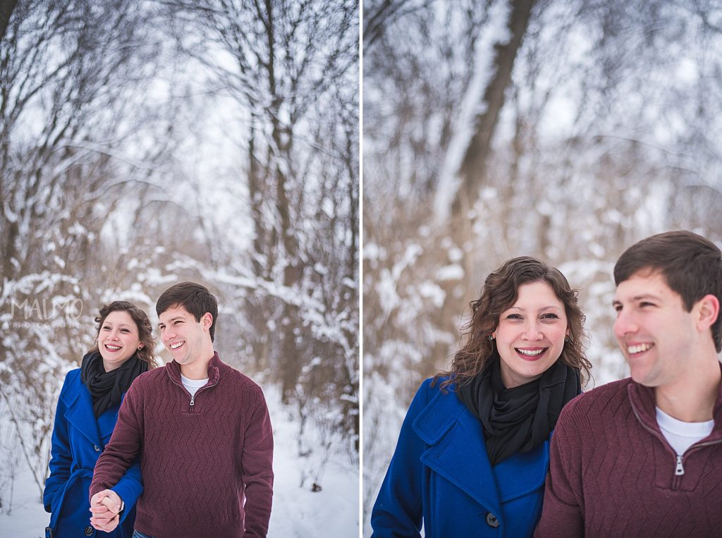 snow engagement portrait session, indianapolis, couple photography