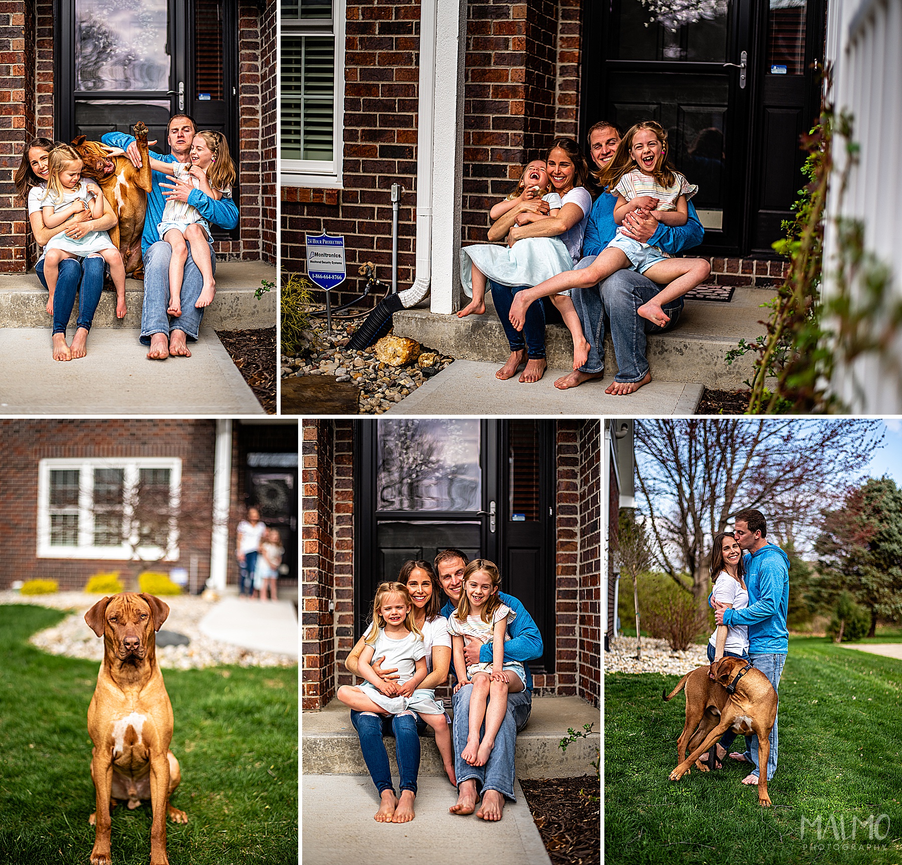 indianapolis front steps project, family photos at home, dog, kids, covid-19 quarantine photos